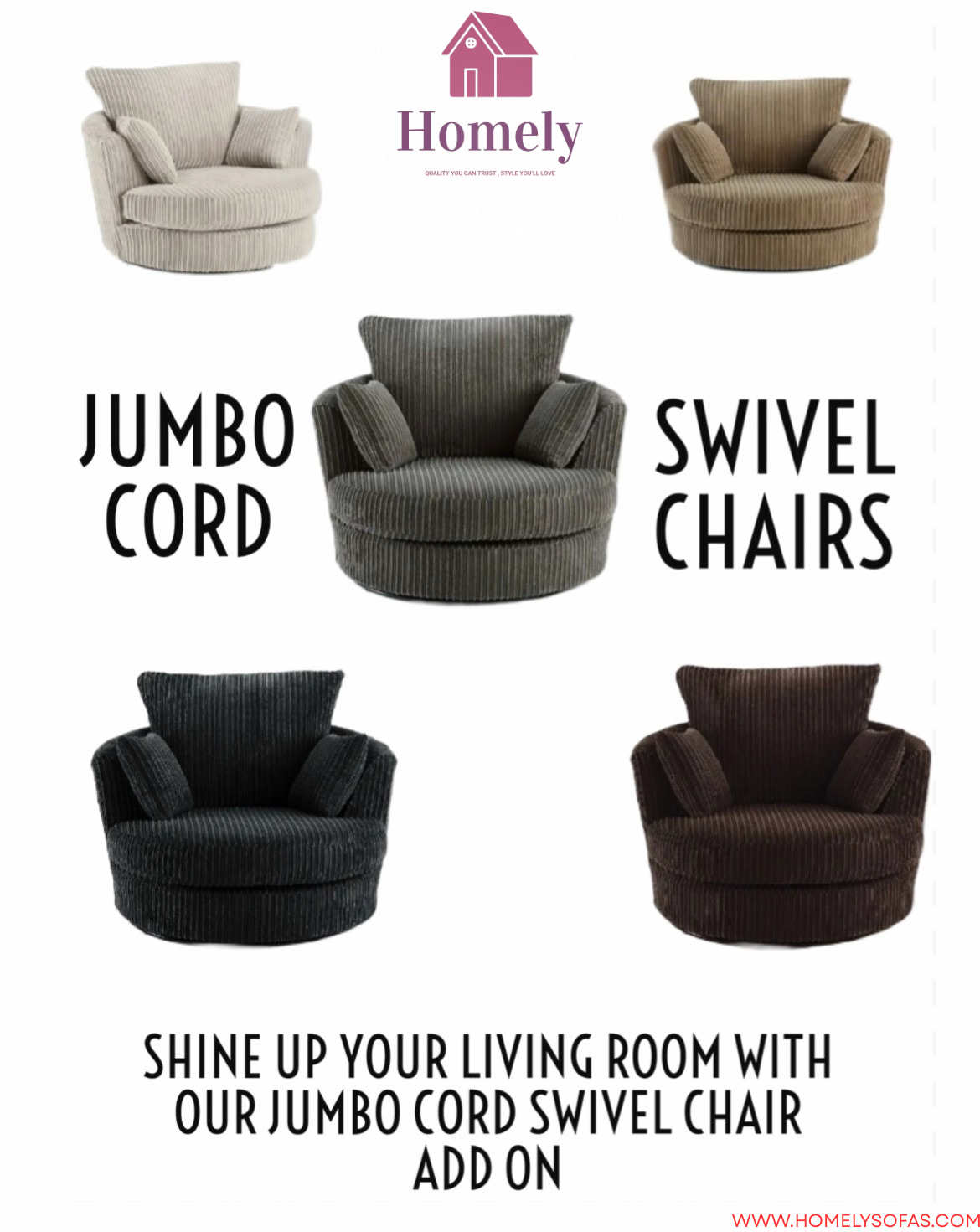JUMBO CORD ~ SWIVEL CHAIR (LOVE SEAT)